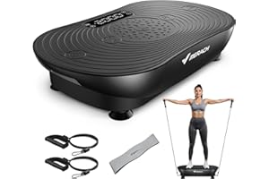 MERACH Vibration Plate Exercise Machine, Vibrating Platform with LED Touch Screen Bluetooth Pull Cord, Full Body Home Exercis