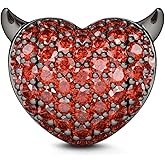 GNOCE Devil‘s Heart Charm Bead 925 Sterling Silver Charms Fits Women's Charm Bracelet/Necklace Jewelry For Birthday Gift