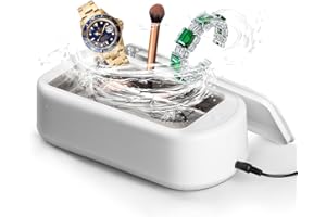 BTFDREEM Jewelry Cleaner-Ultrasonic Jewelry Cleaner-600ML Professional Sonic Jewelry Cleaner, 45KHz Ultrasonic Cleaner, Two Clean Modes for Glasses, Jewelry, Watch,Denture and Makeup Tools(White)