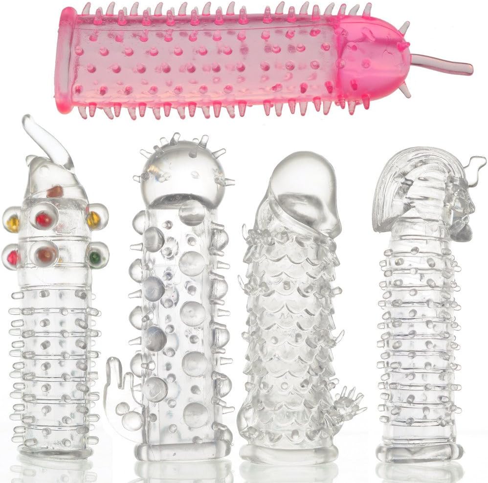 SlimArmor TM 5 piece a Package,Pen is Extension Co ck Sleeve, Spiny Trichomes Stretchy Delay Pen is,