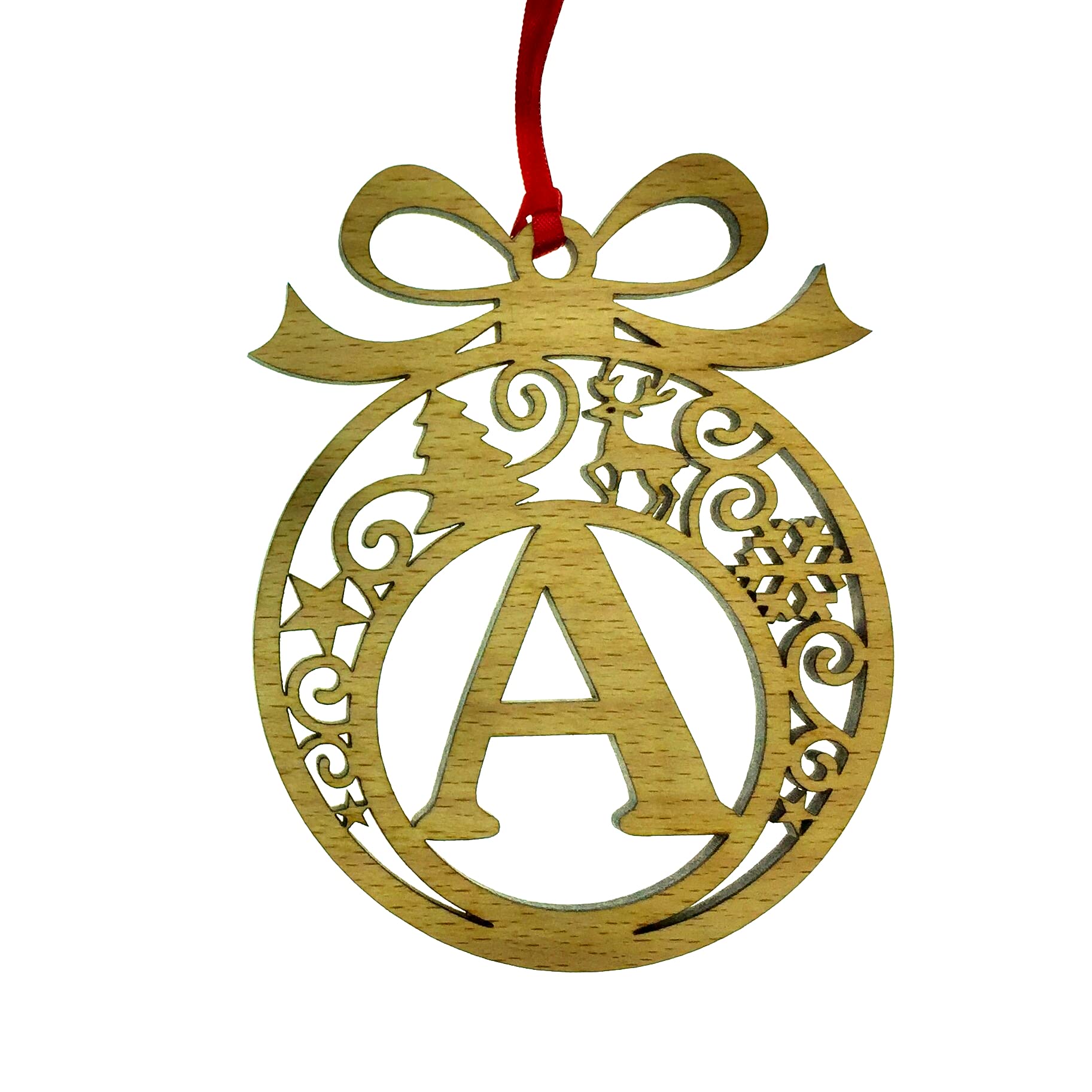 Personalised Christmas tree bauble decoration pendant ornament: Letter A — image 1