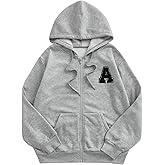 Milumia Women's Letter Graphic Zip Up Hoodies Long Sleeve Hooded Sweatshirt Jackets Fall Winter