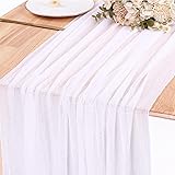 SAJOO White Cheesecloth Table Runner 10ft Boho
