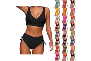 Aniywn Women's Lace Up Bikini Swimsuit Set V Neck Push Up Two Piece Wrap Bathing Suit Womens Sexy Bottoms Bikini Swimsuits