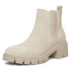 mysoft Women's Platform Chelsea Boots Lug Sole Slip