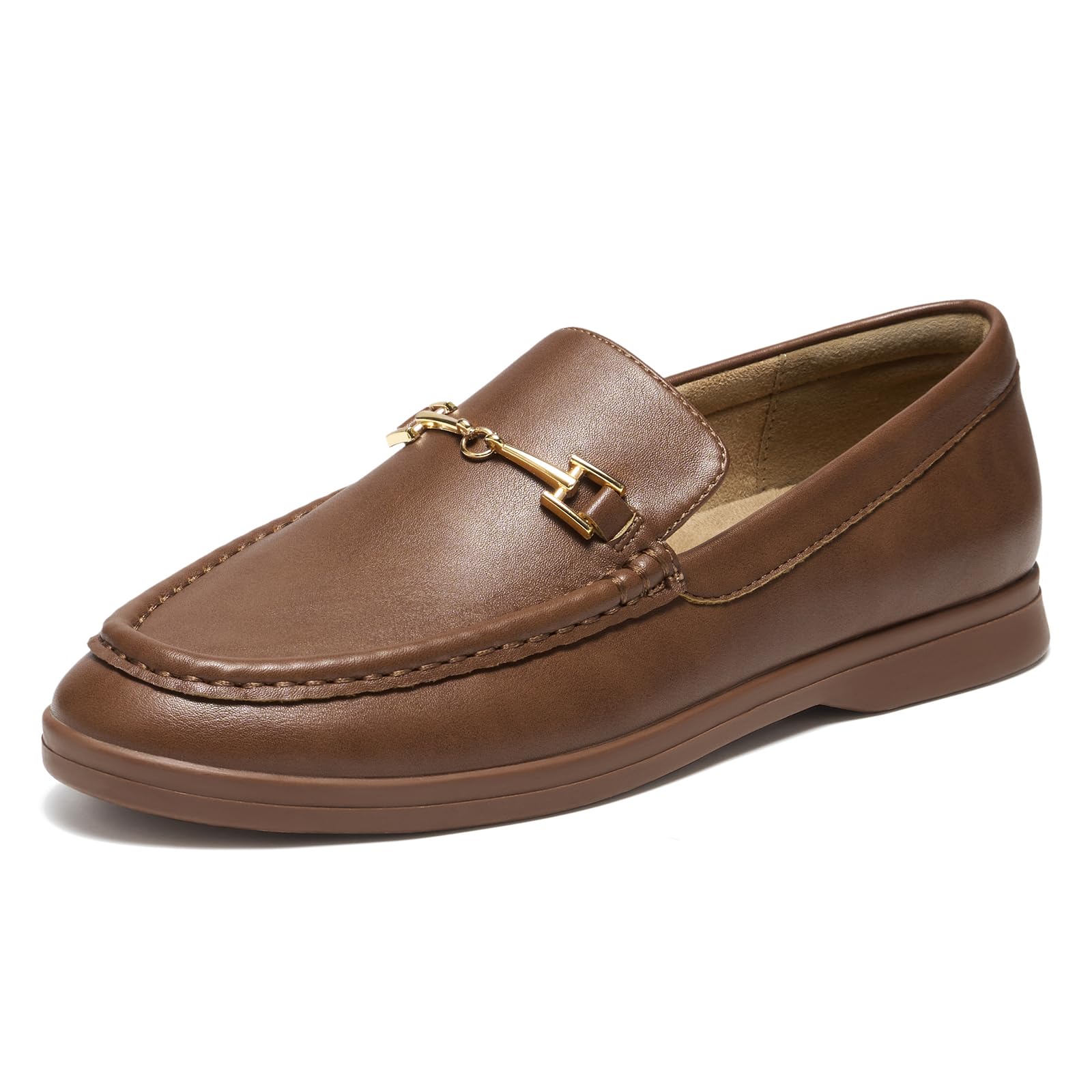 Photo 1 of ZURIN Women's Loafers Leather Penny Loafers Comfortable Flats Shoes for Women Casual Dressy Shoes Business Work Driving Tan