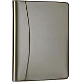 Professional Leather Padfolio with Zipper - Portfolio Organizer with Solar Calculator & Notepad, Multiple Pockets for Tablet, Letter Size Notepad Holder, Bronze