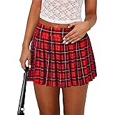 Womens Pleated Skirts Casual Y2K High Waist Tennis Skort Skater A-Line Mini Skirt with Shorts Underneath