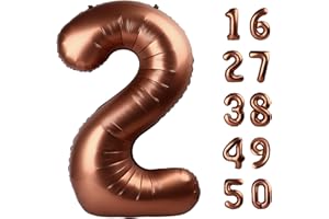 KELFUOYA 40 Inch Dark Brown Balloon Number 2 Balloon,Number Balloons Chocolate Big Giant Jumbo Number 2 Foil Mylar Balloons for 12th Birthday Party Anniversary Events,Wedding Anniversary Party Decorations
