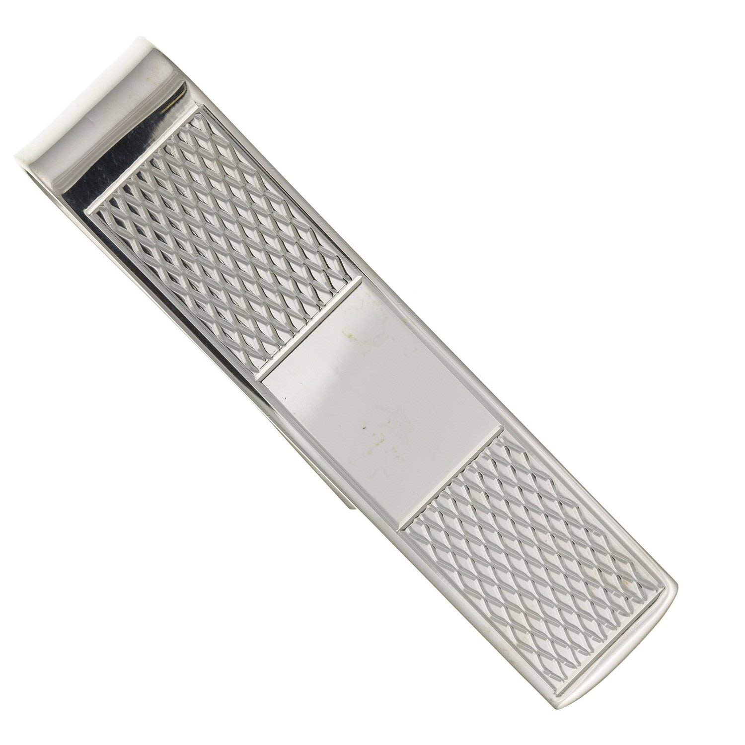 Part Engine Turned Engravable Money Clip for Cash/Bank Notes/Bills Business/Credit Cards, Wallet Credit Card Holder for Men Women - Solid 925 Sterling Silver