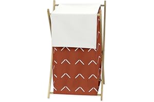 Sweet Jojo Designs Boho Arrow Baby Kid Clothes Laundry Hamper - Ivory Burnt Orange Rust Off White Farmhouse Southwest Shabby Chic Designer Chevron Gender Neutral Bohemian Diamond Tuft Collection
