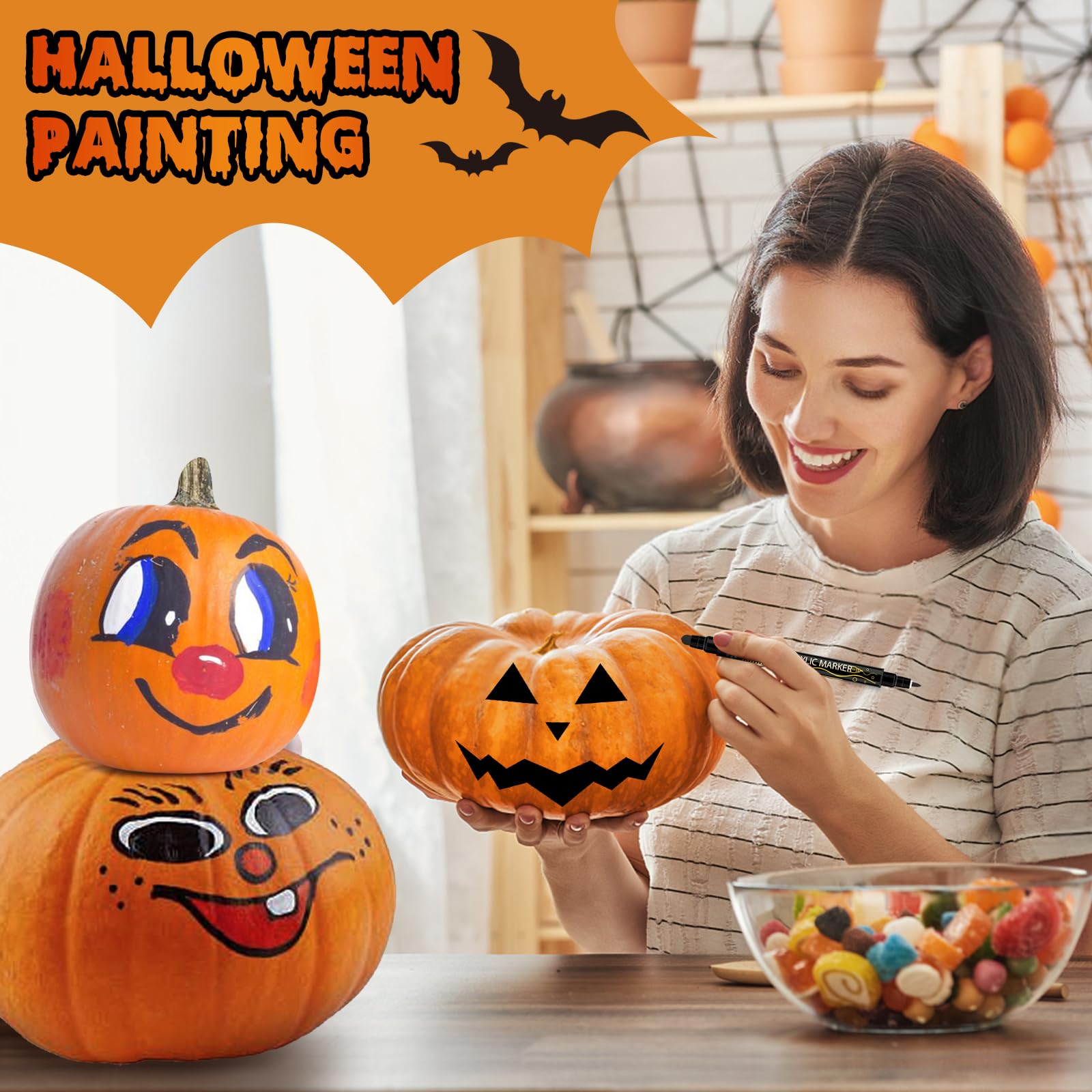 Betem 12 Colors Dual Tip Acrylic Paint Pens Markers, Premium Acrylic Paint Pens Stocking Stuffers for Rock Painting, Wood, Canvas, Glass, Ceramic Surfaces, Christmas Gifts for Teens DIY Art Supplies