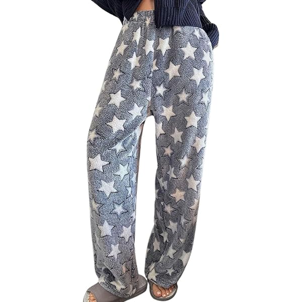 TANGNADE Pajama Pants Women Soft Cute Star Print Fleece