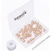 BEADIA Natural Pearl Beads Rice 5-6mm Pink Freshwater Cultured Loose Gemstone Beads for DIY Jewelry Making 13.8''/Strand HQ