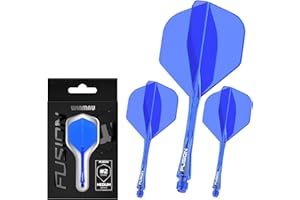 Winmau Darts Fusion Integrated Flight & Shaft System - No.2 Shape and Design - Available in Short, Intermediate & Medium - Clear, Red & Purple