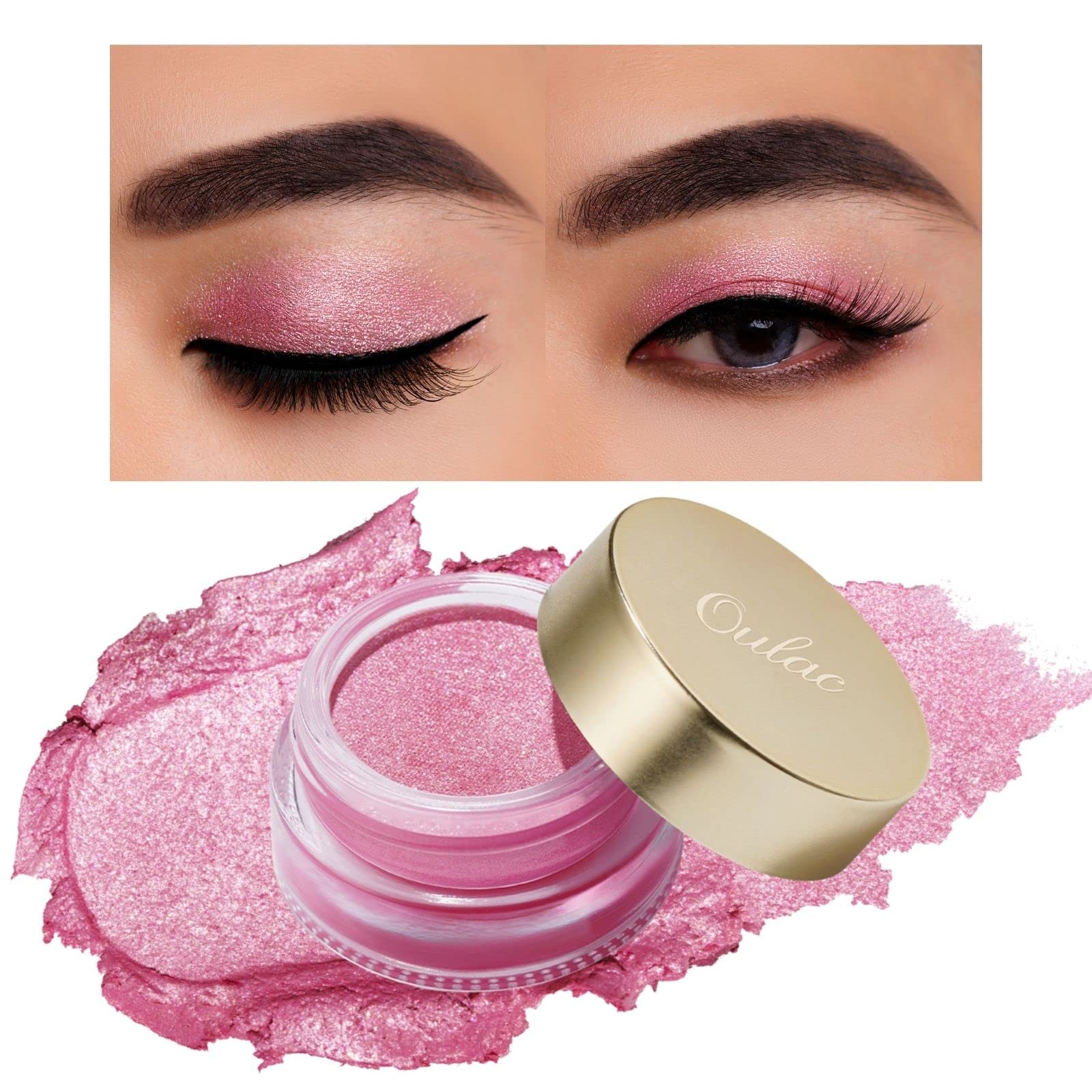 OULAC Cream Eyeshadow, Glitter Pink Eyeshadow, Holds Makeup For 12 Hours +, Waterproof and Sweatproof, Crease Resistant, Vegan | 06g, Sweet Pea (11) — image 1