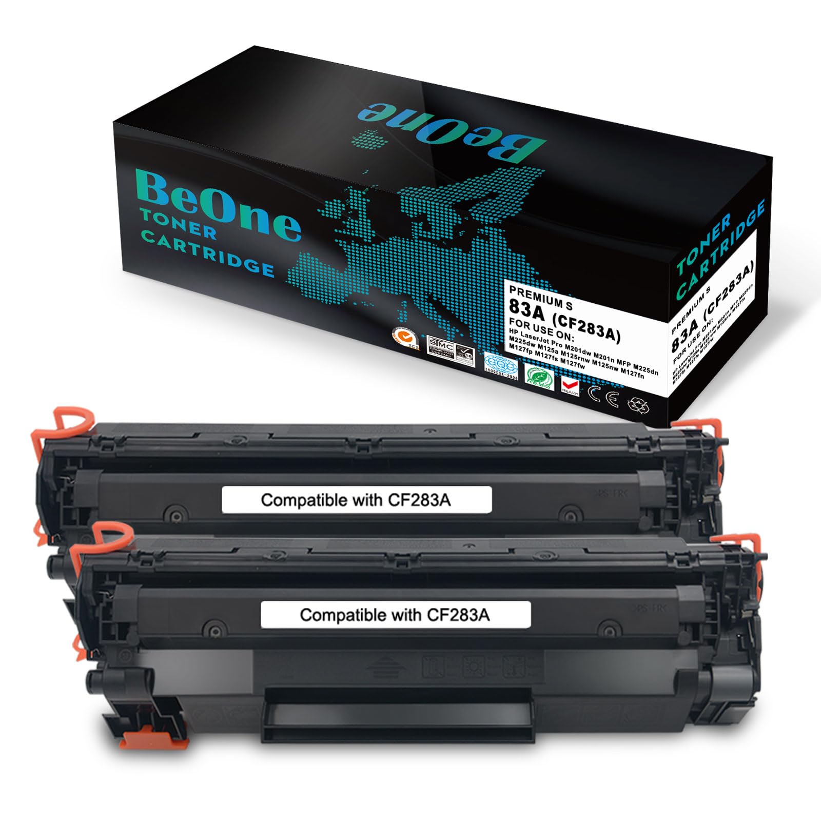 BeOne 2x Compatible for 83A CF283A Toner Cartridge Compatible for HP Laserjet Pro M201dw M201n Laserjet Pro MFP M225dn M225dw M125a M125rnw M125nw MFP M127fn M127fp M127fs M127fw Printer (2 Black)