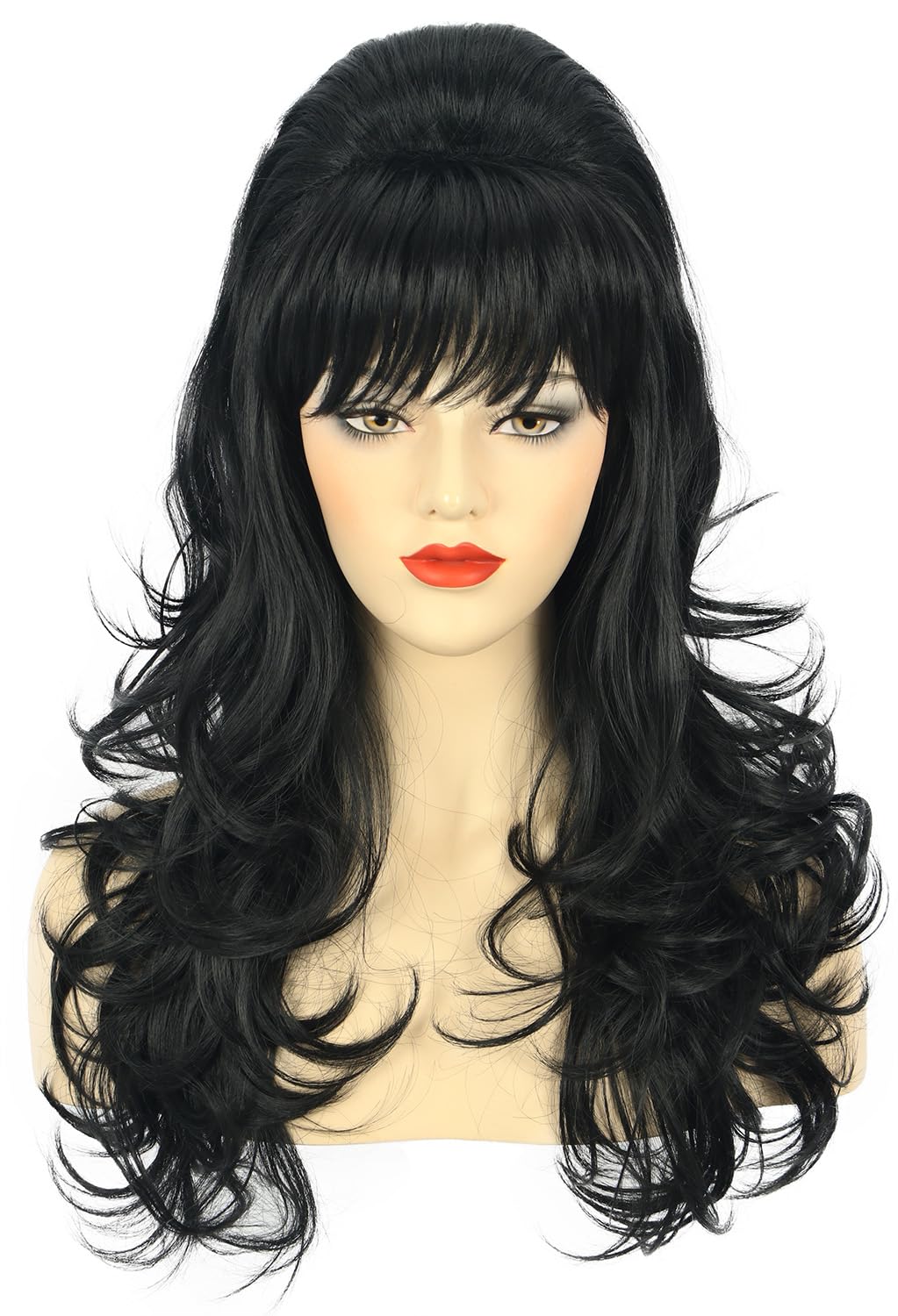 Photo 1 of karlery Adult Women Long Wavy Black Wig Bouffant Beehive Wig 60s 70s Themed Party Costume Wig