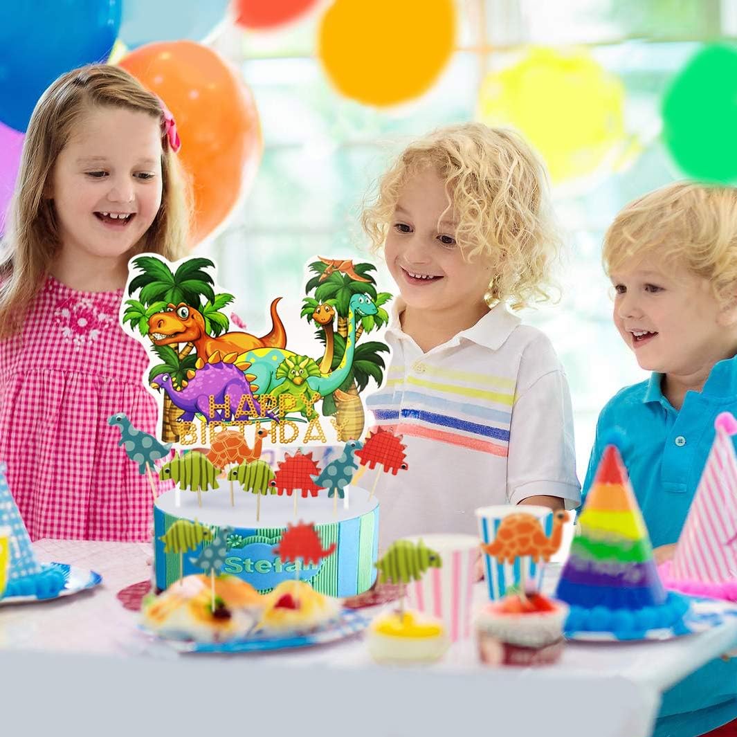 1 Happy Birthday Banniere 72pcs Dinosaur Gateau Danniversaire Pour Enfants Fete Danniversaire Baby Shower Izoel 73pcs Dinosaur Gateau Topper Jungle Decorations Gateau Decorations Et Accessoires De Fetes Decorations Et Accessoires De Fete