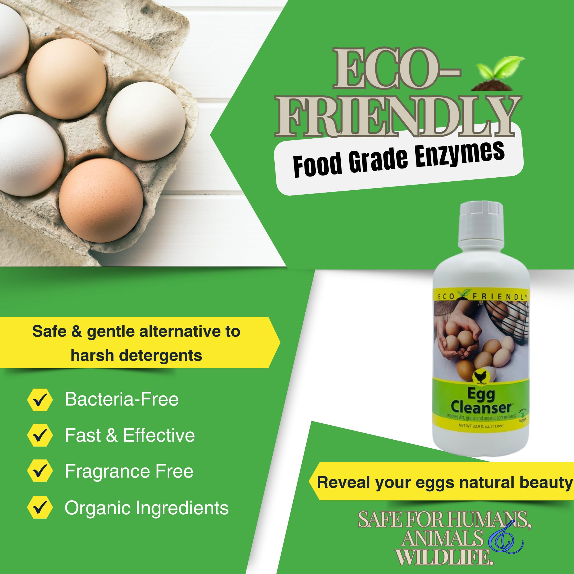CareFree Enzymes 94177 Cleanser-1 Liter Egg Washing, 33.9 Fl Oz (Pack of 1)