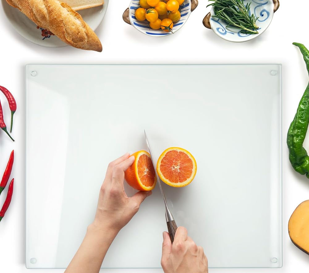 Kitchenville Glass Chopping Board 50x40cm Tempered Heat-Resistant