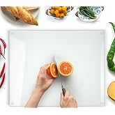 Kitchenville Glass Cutting Board 20&rdquo;x16&rdquo;: Tempered Glass Kitchen Counter Protector - Durable- Scratch-Resistant, Heat-Proof - Clear Design