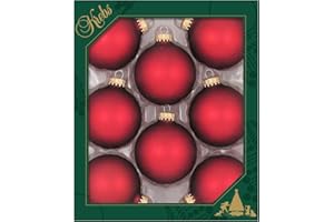 Christmas By Krebs Made in The USA Designer Seamless Glass Christmas Ball Ornaments, 2 5/8" (67mm), 8 Pieces (Velvet Red)