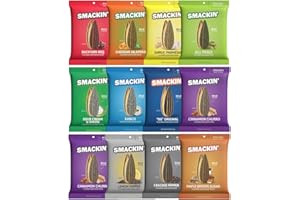 SMACKIN' SUNFLOWER SEEDS SMACKIN' - Jumbo Roasted Sunflower Seeds, No Salty Burn, American Made, Easy Pour & Seal - Variety Pack, 4oz bag (12 Bags)