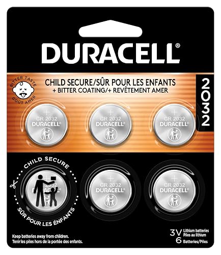 Duracell 2032 Lithium Battery, 6 Count (Pack of 1), Child Safety Features, Compatible with Key Fob, Tea Light Candles and Other Devices, CR2032 Battery
