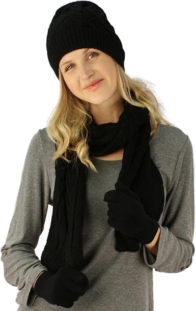 cable knit hat and scarf