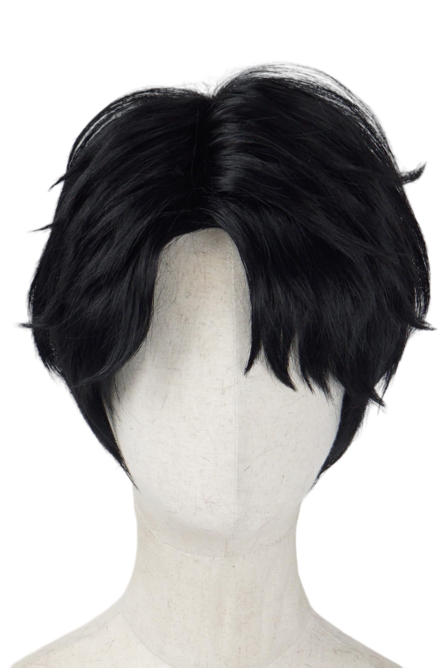 Photo 1 of LeMarnia Anime Cosplay Wigs Black Layered Short Wigs for Men Halloween Party Costume Wig