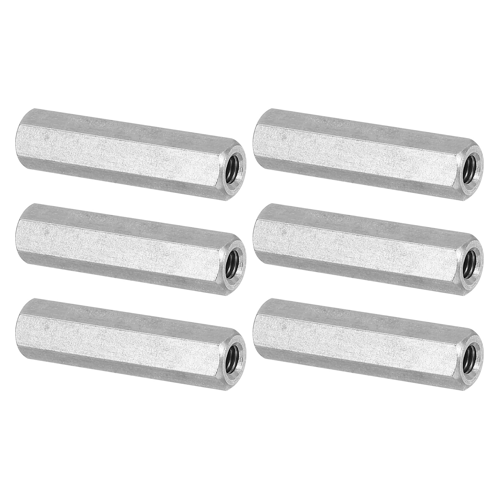 PATIKIL M4 x 0.7-Pitch 304 Stainless Steel Hex Coupling Nuts, 6Pcs 30mm/ 1.2" Length Coarse Fully Threaded Rod Coupling Nut Studding Connector Fasteners, Silver Tone — image 1