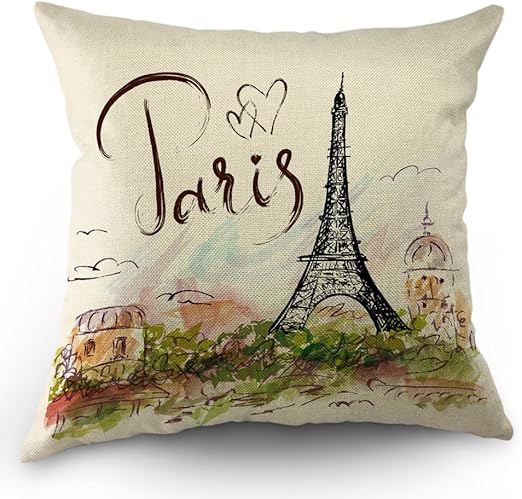 Amazon Com Moslion Eiffel Tower Pillows Decorative Throw Pillow