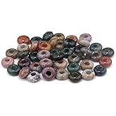 Youngbling Large Hole Gemstone Beads for Jewelry Making,Loose Macrame Natural Stone Beads Pack of 15,Indian Agate(5 * 10mm)