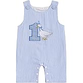 SAYOO Baby Boy 1st Birthday Outfit One Letter Embroidery Sleeveless Romper Jumpsuit Photoshoot Overalls Cake Smash Outfits