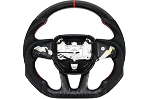 MOTAFAR Steering Wheel, Carbon Fiber D-shaped Flat-bottom Steering Wheel With heating function Preforated Leather Grip for Dodge/Jeep Grand Cherokee/SXT/GT/RT/SRT/HELLCAT