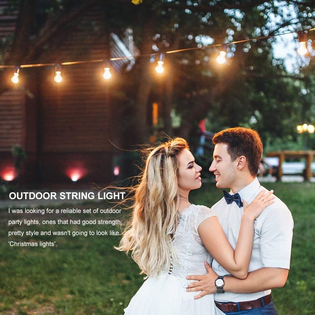 addlon Outdoor String Lights Commercial Grade Weatherproof Strand Edison Vintage Bulbs Hanging Sockets, 24FT UL Listed Heavy-Duty Decorative Café Market Patio Lights for Bistro Garden Porch - - 