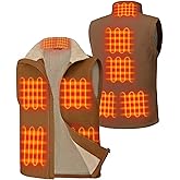 GOTOBI Canvas Heated Vest for Men with 16000mAh 7.4V Baterry Pack, 9 Zones Mens Heated Vest, Sherpa Lined