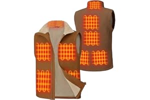 GOTOBI Canvas Heated Vest for Men with 16000mAh 7.4V Baterry Pack, 9 Zones Mens Heated Vest, Sherpa Lined
