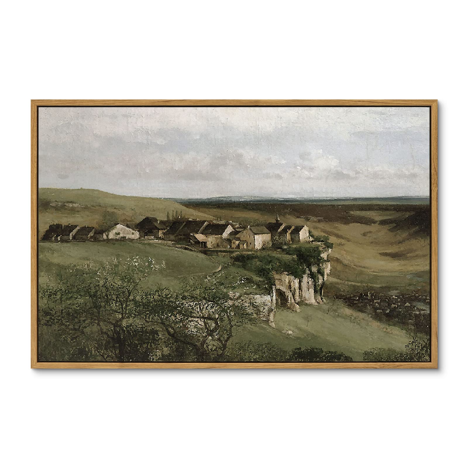 Photo 1 of ARPEOTCY Vintage Framed Canvas Wall Art, Natural Scenery Wall Decor for Living Room, 16x24 inch, Rustic Farmhouse Landscape Aesthetic Painting for Bedroom, Large Framed Art Prints, for Office