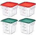 Lallisa 4 Pcs 6 Qt and 4 Qt Food Storage Containers with Lids and Handles Square Food Containers with Scales Polycarbonate Air Tight Containers for Home Storage Kitchen Restaurant