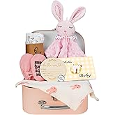 Baby Girl Gift Basket, 8Pcs Baby Girl Gifts Newborn Gift Set, Cute & Practical Baby Girl Newborn Essentials Gift Basket Set, Warm Gifts Newborn Baby Girl Gifts Set, Best Welcome Baby Gift