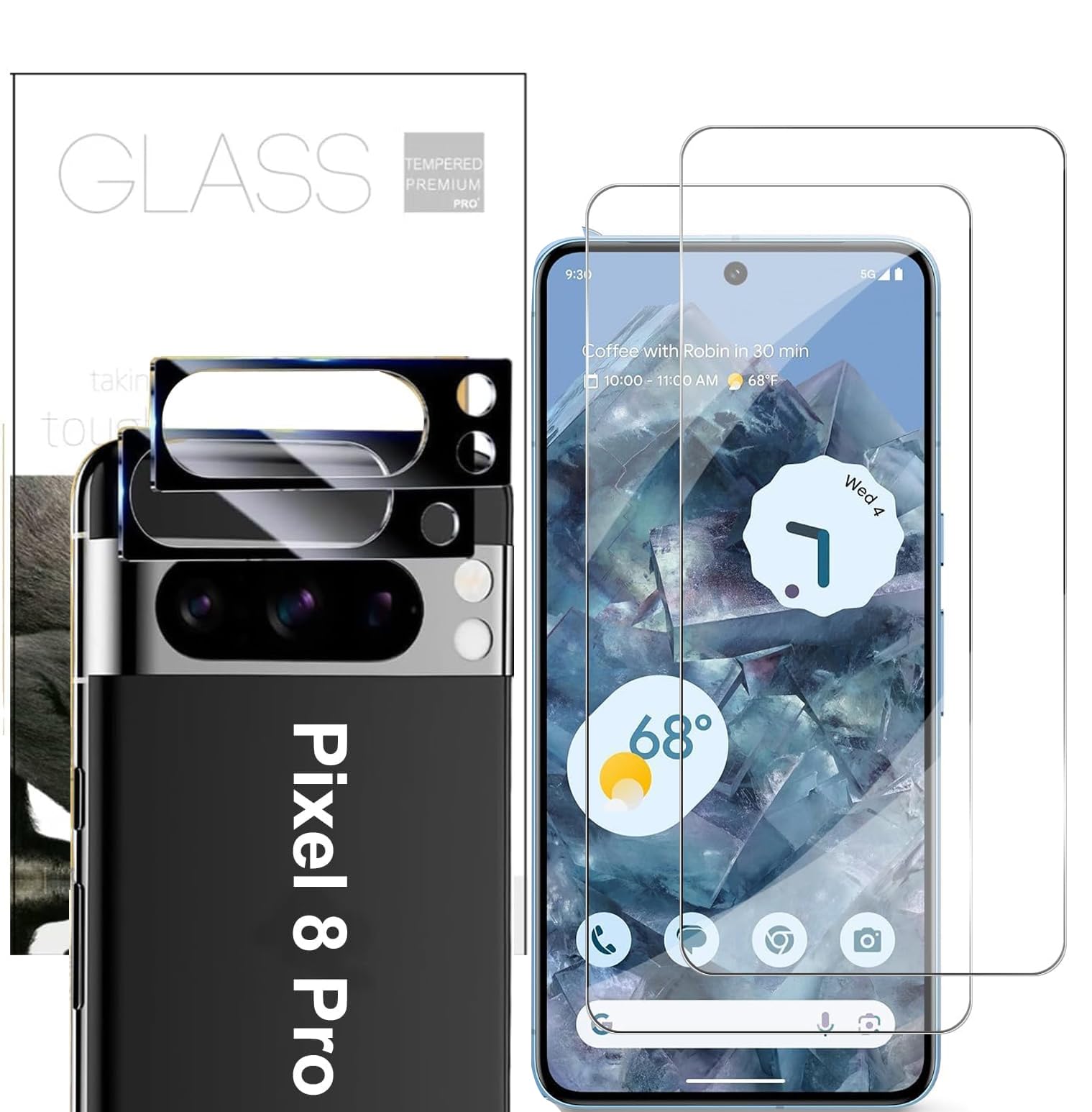 Photo 1 of [2 Packs] Tempered Glass for Pixel 8 Pro 6.7 Inch, 9H Clear, Fingerprint Unlock, Scratch Proof, No Bubble, Easy Installation Frame for Pixel 8 Pro Screen Protector