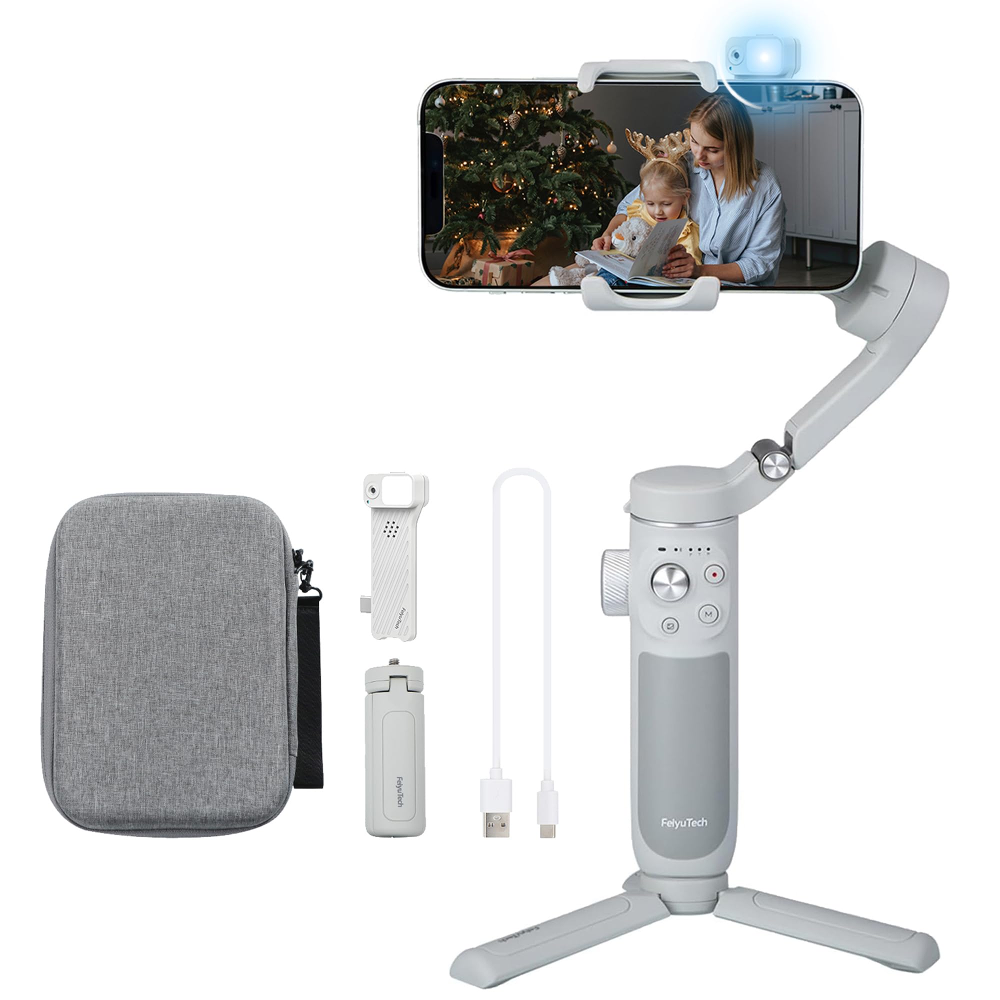Photo 1 of FeiyuTech VB 4SE Kit-Phone Gimbal Stabilizer with Bag,Lighting Enabled Tracking Module, Phone Gimbal for Video Recording,Gesture Control, fit iPhone&Android,Vertical Shot for YouTube,TikTok,Max 0.69lb