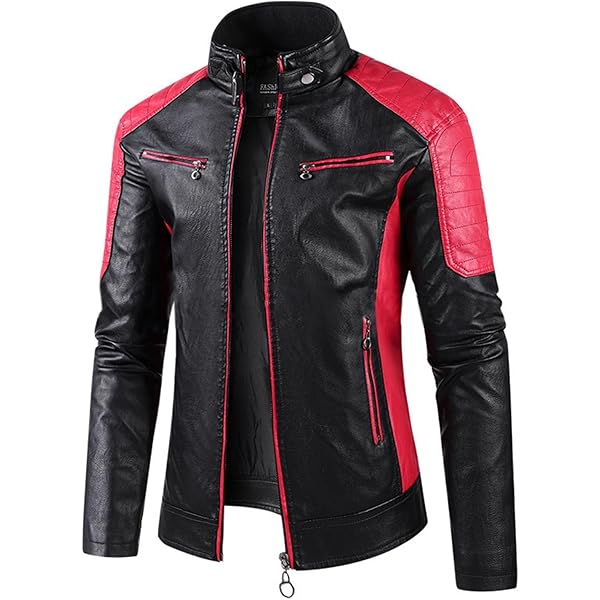 SWJGLITTR Men's Long Motorcycle Leather Jacket Vintage Black