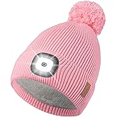 Etsfmoa Winter Hat with Light for Women,Fleece Lined Beanie Warm Knit Hat, Type-c Rechargeable LED Cap