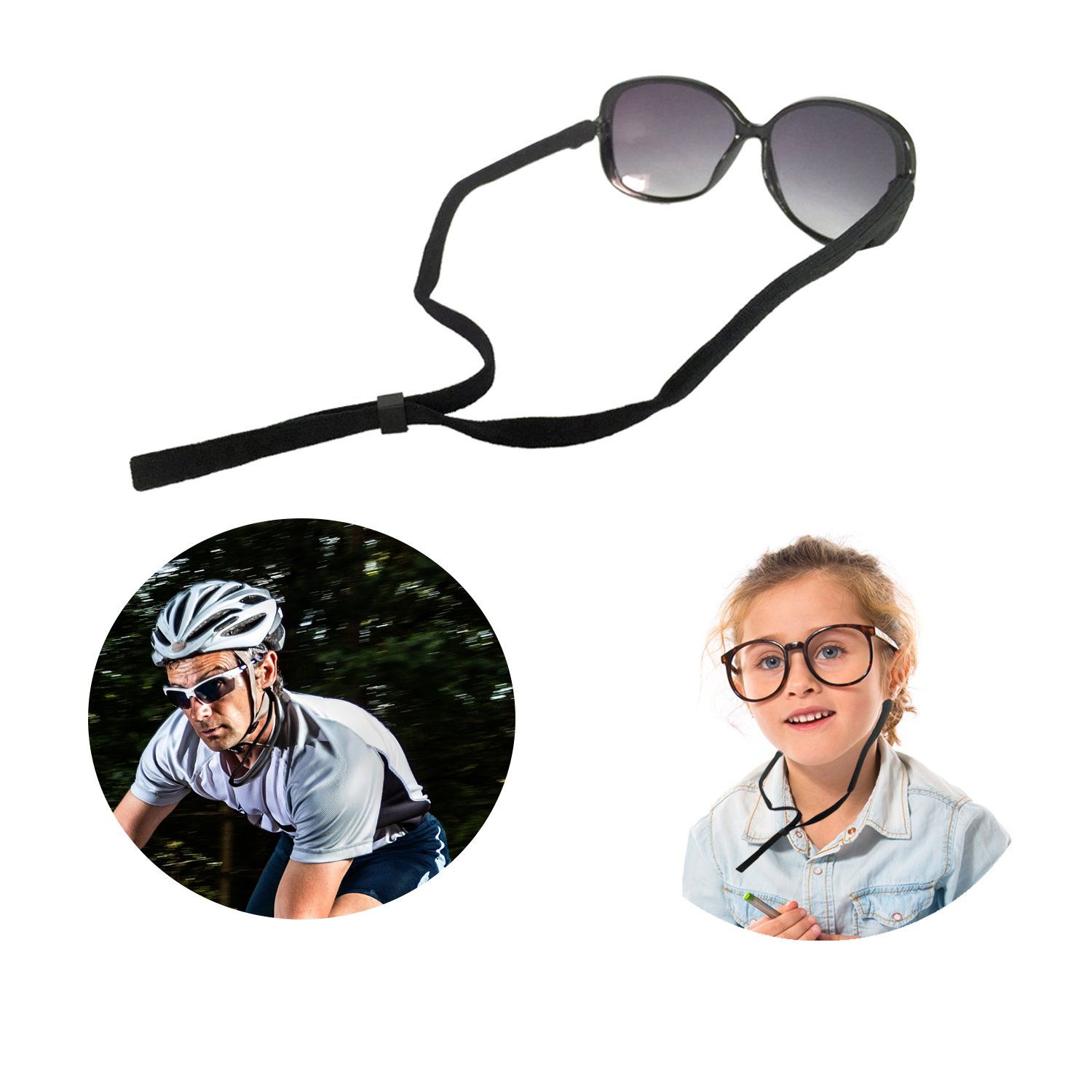 ONME Adjustable Eyewear Retainer, Universal Fit Rope Eyewear Retainer, Sport Unisex Sunglass Retainer Holder Strap, Set of 6 (Black) - Image 5