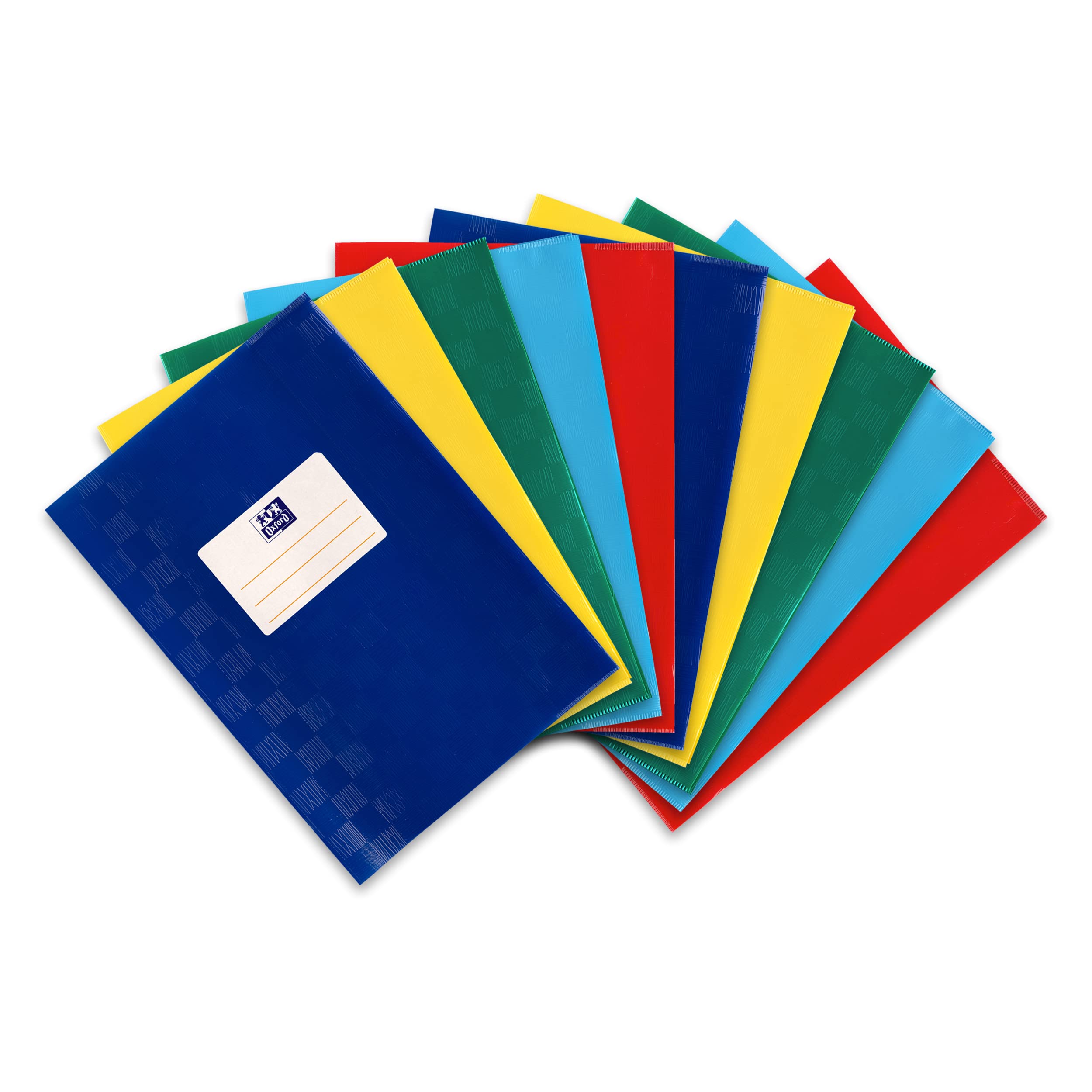 Elba 100800039 Notebook Covers A4 Pack of 10 Embossed Raffia Design Book Cover in 5 Colours Assorted Book Cover Flexible and Wipe-Clean