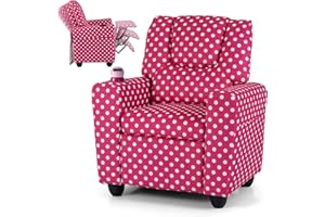 HONEY JOY Kids Recliner, 2-in-1 Toddler Armrest Sofa Couch with Cup Holders, Adjustable Footrest, PU Leather, Child-Size Recliner Chair for Boys Girls Age 3+ (Red)