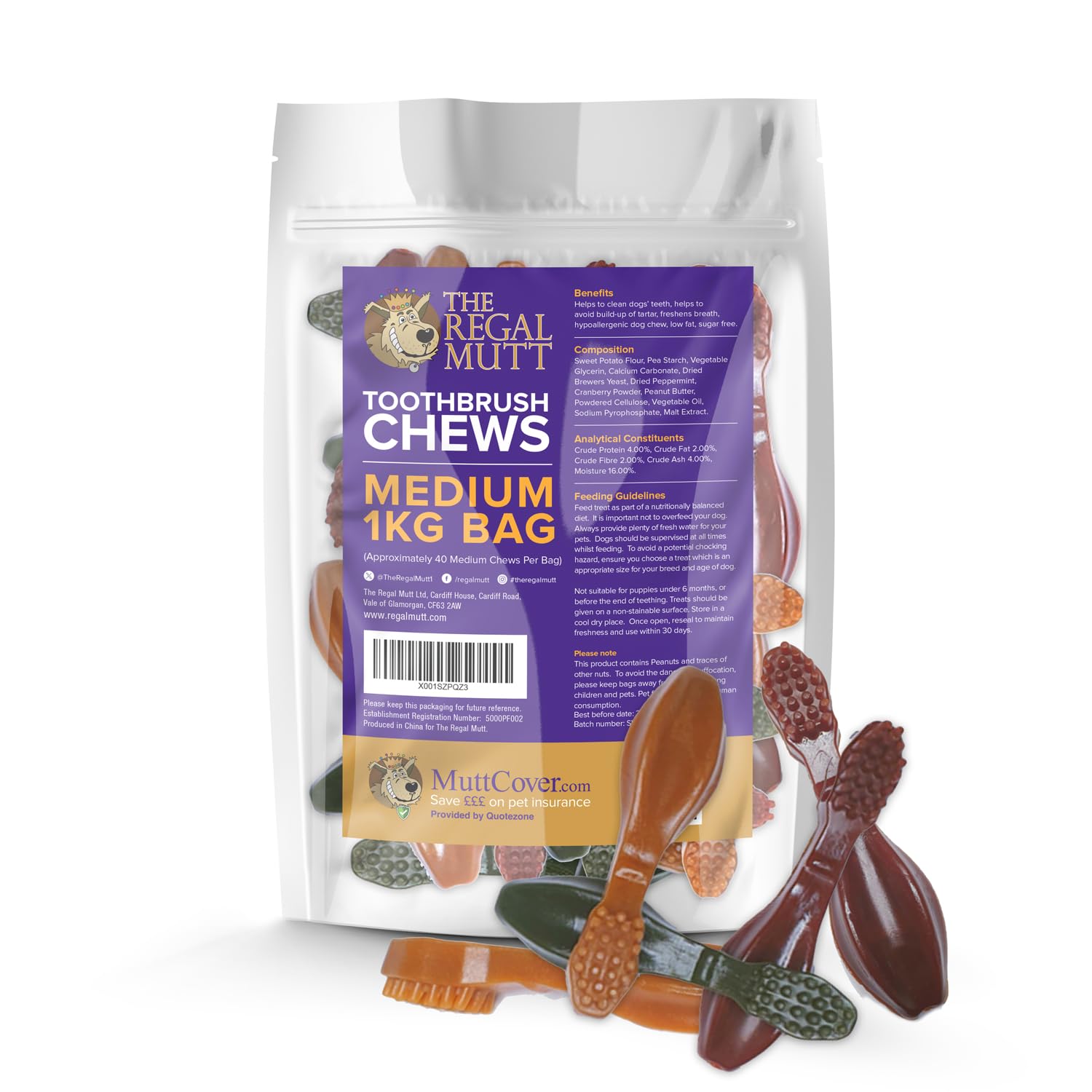 The Regal Mutt - Toothbrush Chews - Medium - 1kg Bag